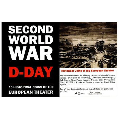 10-WW2-EUROPE Second World War: D-Day.10 Historical Coins from the European Theater