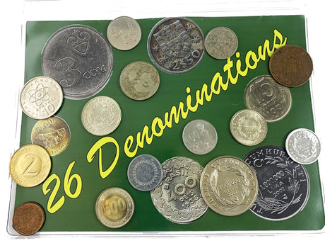 26DENOMSCNSET Coins in 26 Denominations, from 1/12 anna to 1000000 lira