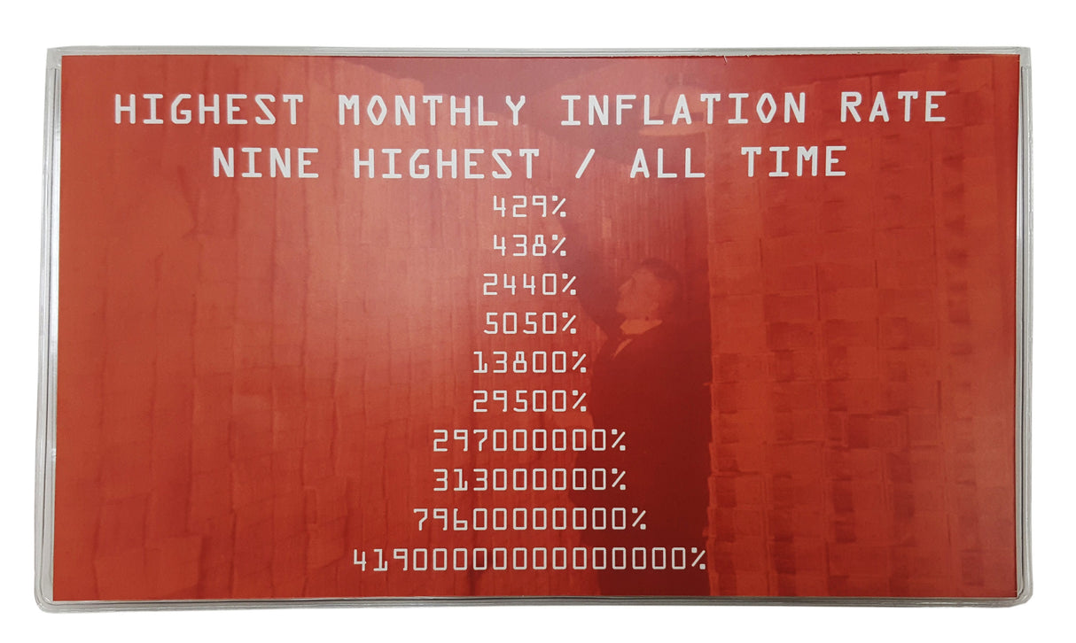 9HYPER-BF HYPERINFLATION: NINE HIGHEST COUNTRIES ALL TIME (nine banknotes) (Billfold)