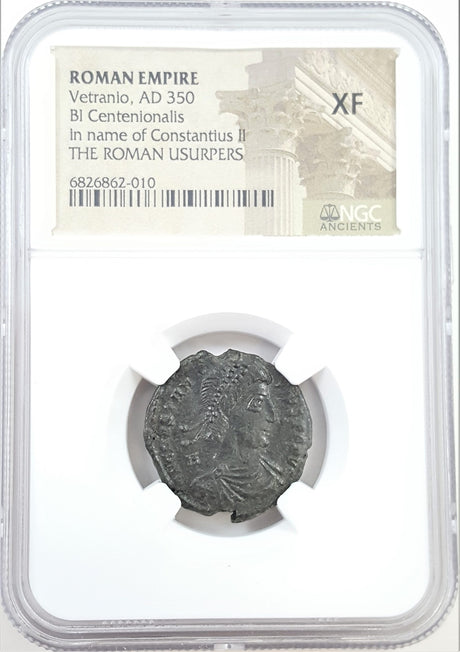 Roman Ae Of Vetranio NGC (Ad350) Issued In The Name Of Constantius Ii