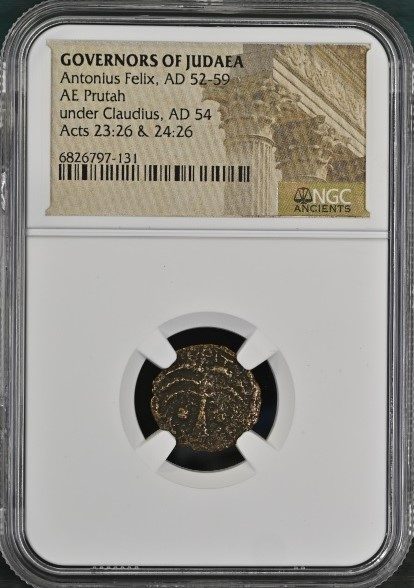 AFELIX-NGC(LG) Antonius Felix, Roman Prefect of Judaea Under Claudius, 52-59 CE (NGC slab)(LG)