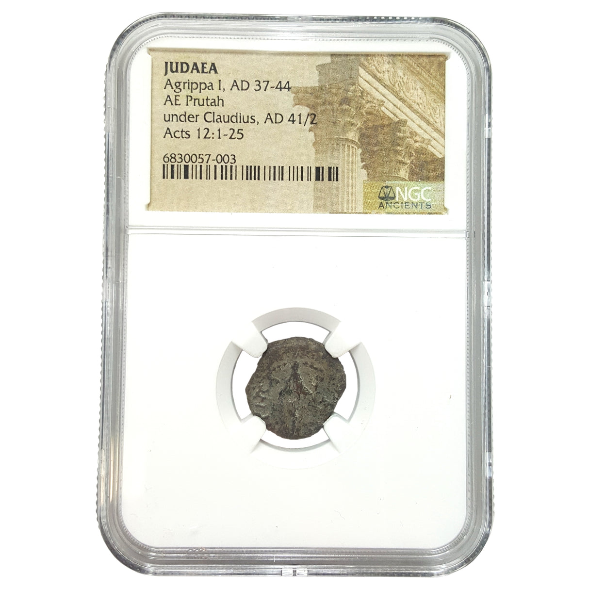 Agrippa1St-Ngc(Lg) Judaea Ae Agrippa 1St (Ad 41-44) Prutah Ngc(Lg)