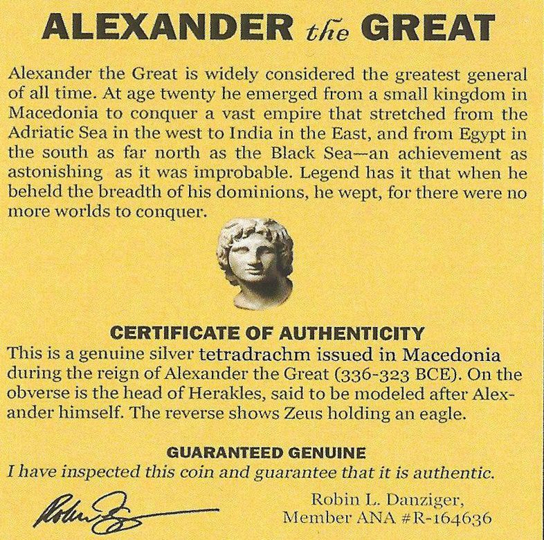 ALEXTETBOX Alexander the Great Silver Tetradrachm (One-Coin Box)