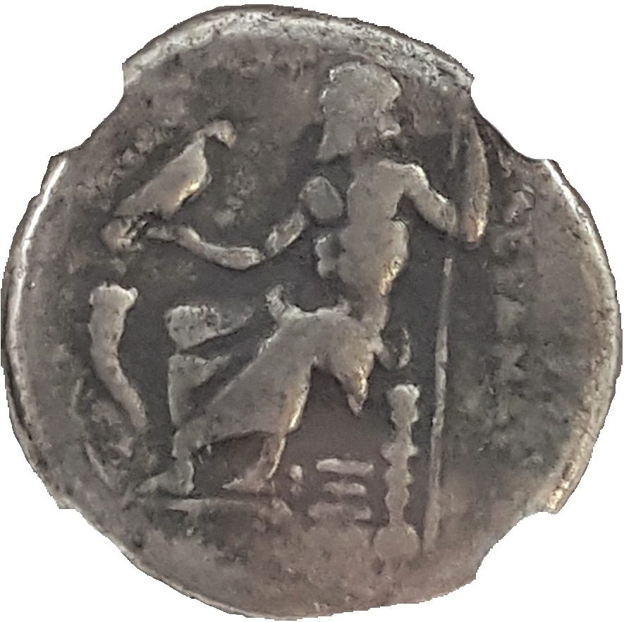 ALEXTHEGREAT-DRACHM-(AR)NGC(F) Ancient Greek, Macedonian Empire, Alexander the Great (336-323 BCE) Silver Drachm NGC Certified Slab(F)