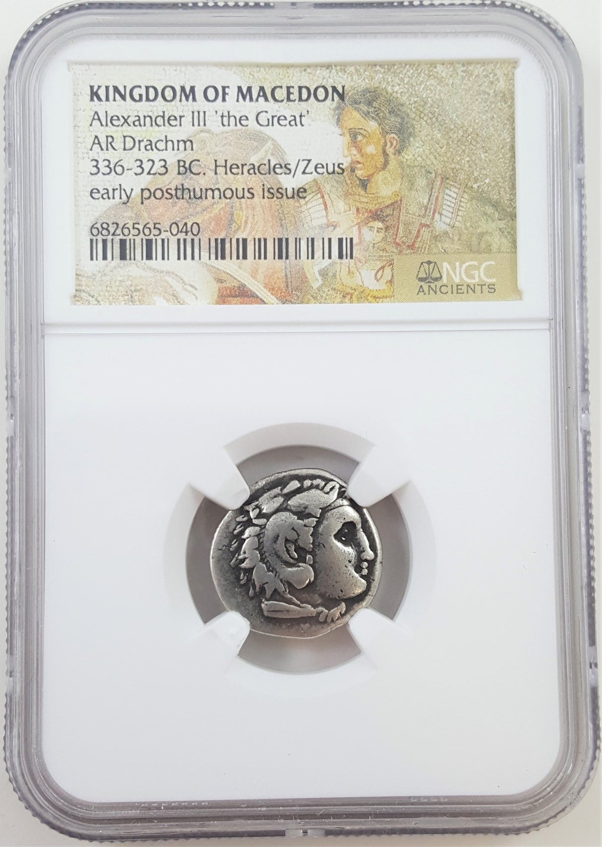 ALEXTHEGREAT-DRACHM-(AR)NGC(F) Ancient Greek, Macedonian Empire, Alexander the Great (336-323 BCE) Silver Drachm NGC Certified Slab(F)