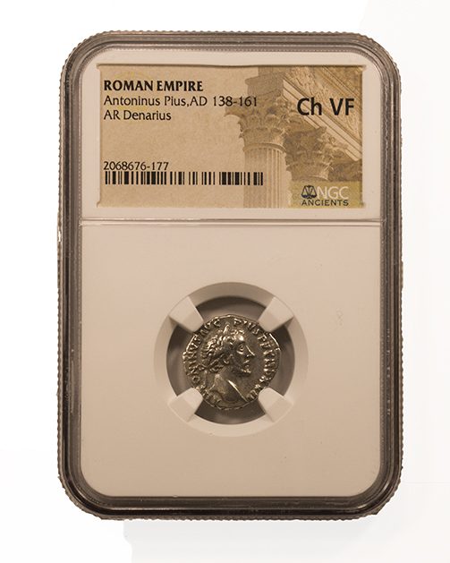 ANTONINUSPIUS(AR)NGC(CH-VF) Roman Silver Denarius of Antoninus Pius (AD 138-161) NGC(CH-VF)