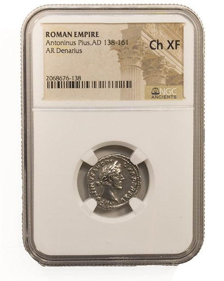 ANTONINUSPIUS(AR)NGC(CH-XF) Roman Silver Denarius of Antoninus Pius (AD 138-161) NGC(CH-XF)