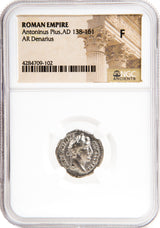 ANTONINUSPIUS(AR)NGC(F) Roman Silver Denarius of Antoninus Pius (AD 138-161) NGC(F)