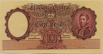 Argentina P267OBV(PRINTERS PROOF)(U) 100 Pesos (specimen)