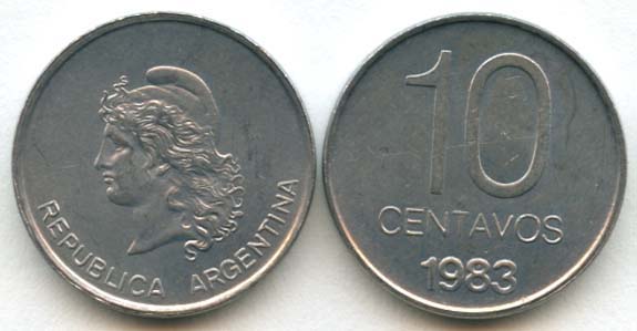 Argentina KM89(U) 10 Centavos