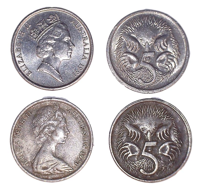 Australia KM80-64(VF-AU) 5 Cents Mix