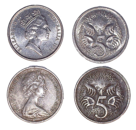 Australia KM80-64(VF-AU) 5 Cents Mix