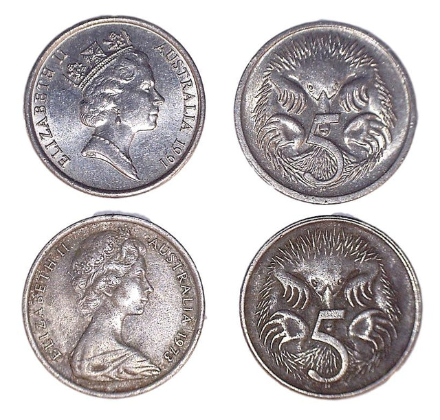 Australia KM80-64(VF-AU) 5 Cents Mix