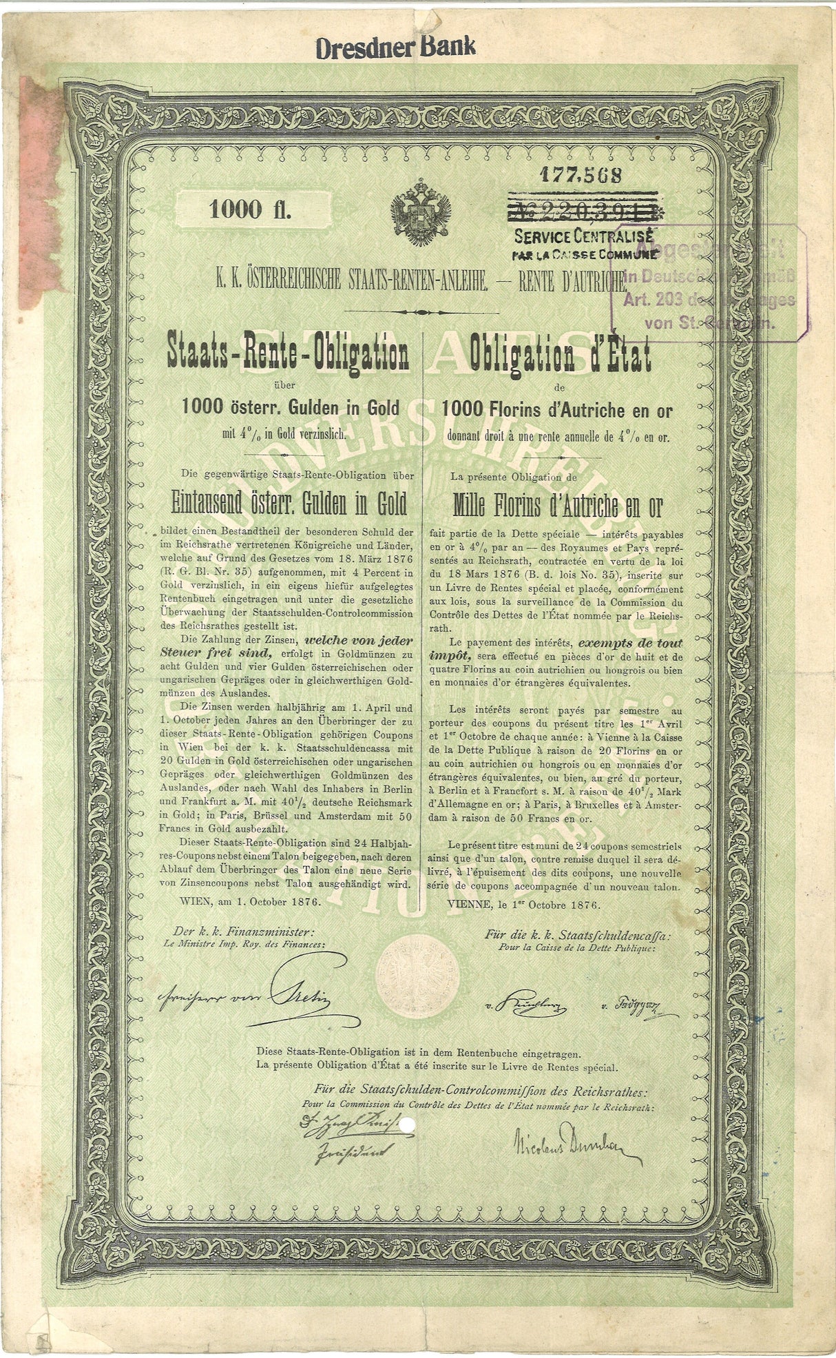 AUSTGOVTBOND-1000(VG) Austria State Bond