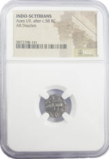 AZESII(AR)DRACHM-NGC(LG) Journey of the Magi / Azes II silver Drachm, NGC Certified(LG)