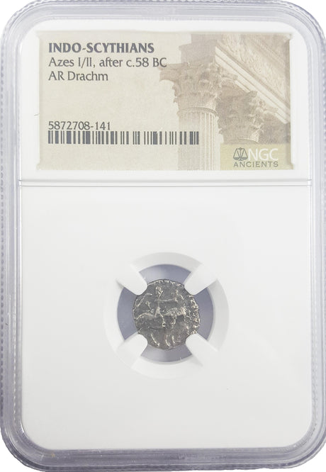 AZESII(AR)DRACHM-NGC(LG) Journey of the Magi / Azes II silver Drachm, NGC Certified(LG)