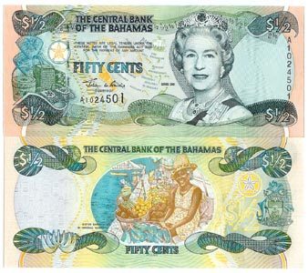 Bahamas P68(U) 1/2 Dollar