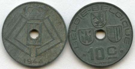 Belgium KM126(F-VF) 10 Centimes