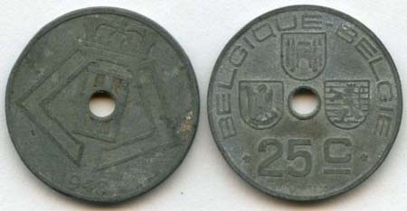 Belgium KM131(C) 25 Centimes