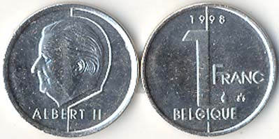 Belgium KM187(U) 1 Franc