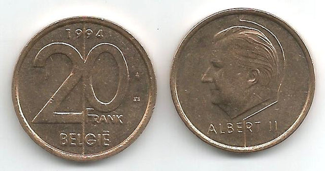 Belgium KM192(U) 20 Francs