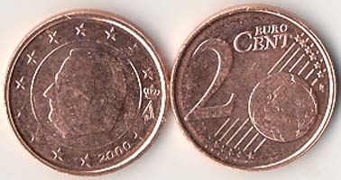 Belgium KM225(U) 2 Belg. Cents