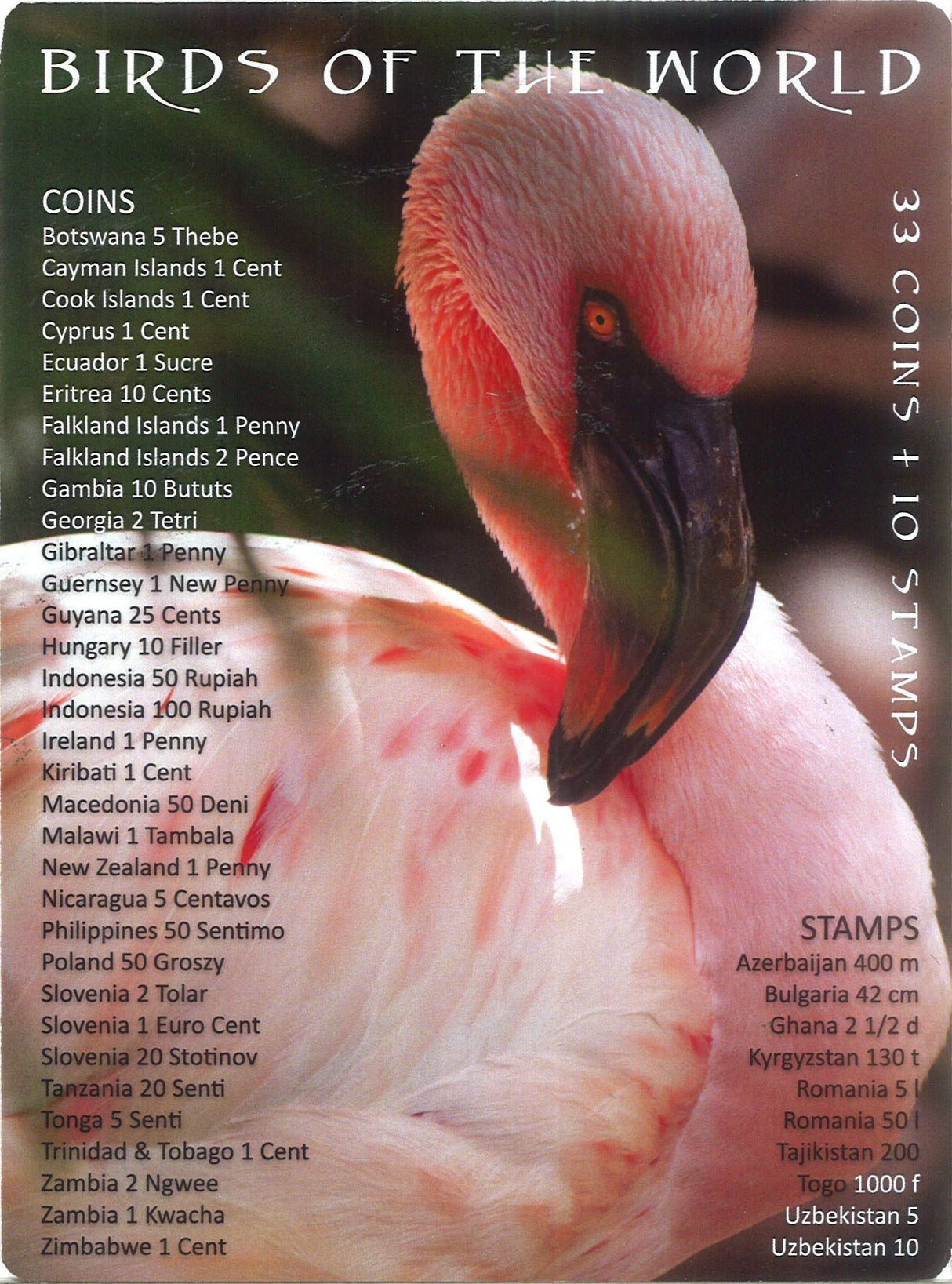 BIRDCOINSET(U) Bird Coins of the World: A Set of 33 Coins and 10 Stamps