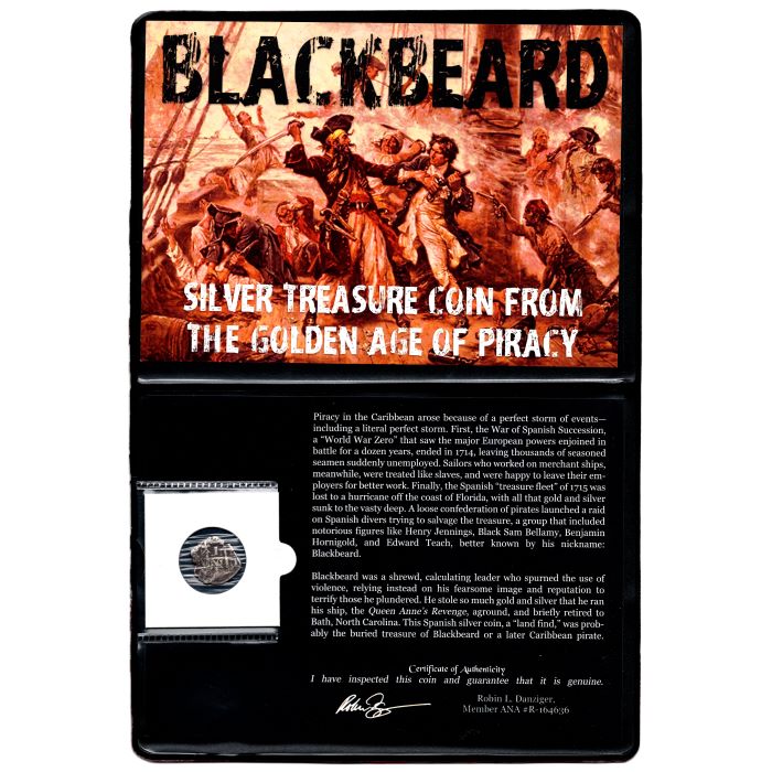 BLACKBEARDALB-1 Blackbeard: Silver Treasure Coin from the Golden Age of Piracy (1 Real Album)