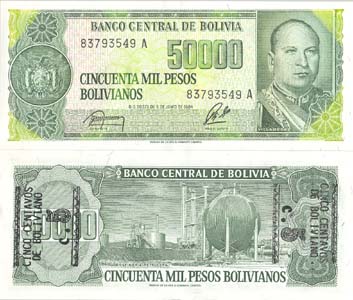 Bolivia P170ERROR3(U) 5 Centavos on back at left and right