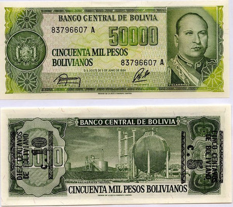 Bolivia P196ERROR3(U) 10 Centavos on back left / 5 Centavos on back right