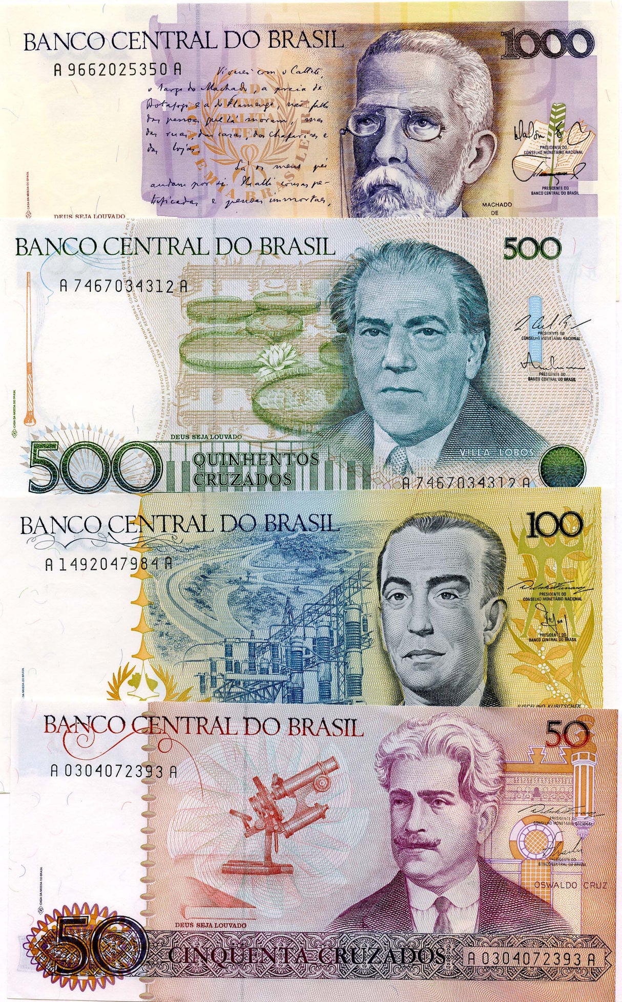 BRAZBN4SET1(U) Brazil Set of 4 Cruzados Notes