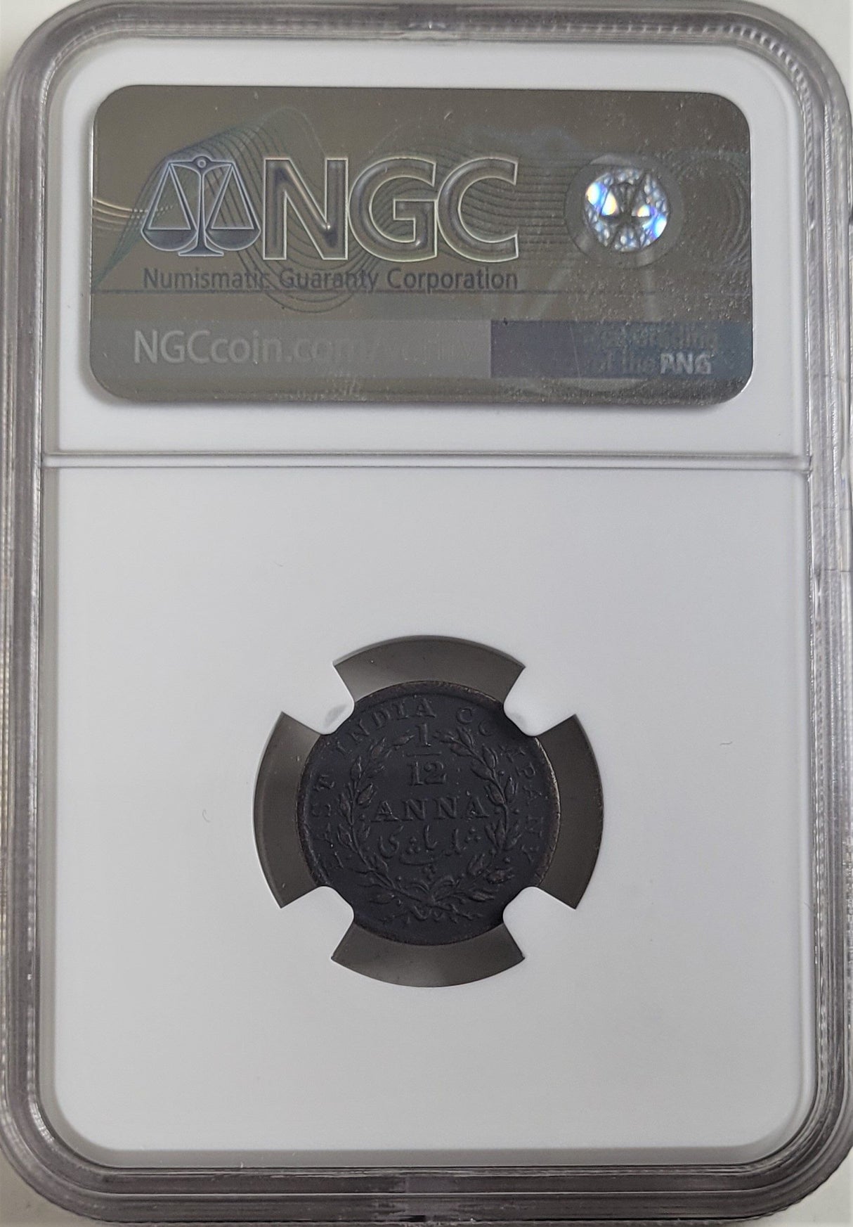 BRINDKM445-NGC(HG) 1/12 Anna 1835 East India Company NGC Slab(HG)