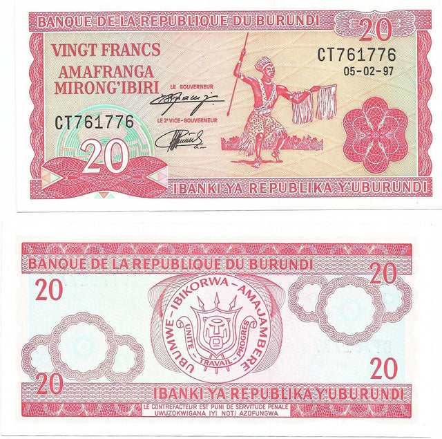 Burundi P27d(U) 20 Francs