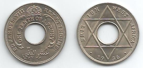 British West Africa KM14(U) 1/10 Penny