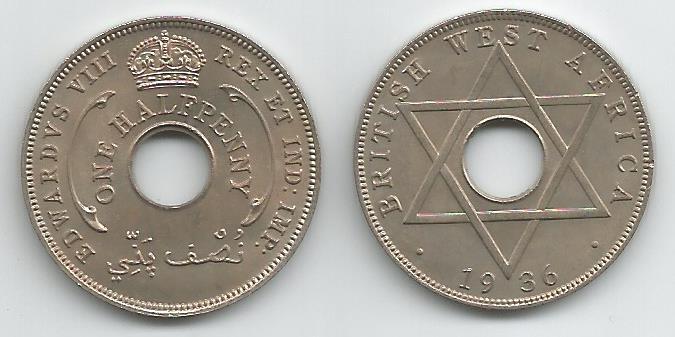 British West Africa KM15(U) 1/2 Penny