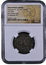 BYZCHRISTDOUKIDS-NGC(PG) Byzantine Bronze Folles with Bust of Christ 976-1025 CE(PG)