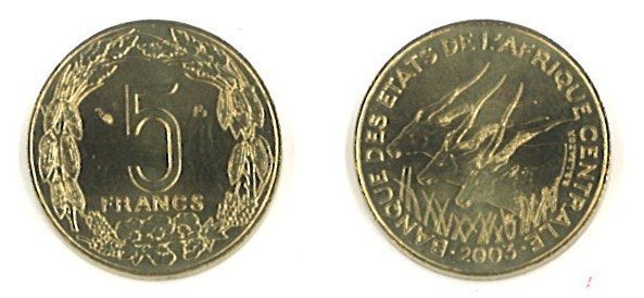 Central African St. KM7(U) 5 Francs (2003)