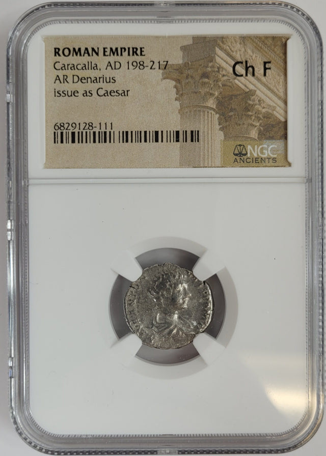 CARACALLA(AR)NGC(CH-F) Roman Silver Denarius of Caracalla (AD 198-217) NGC(CH-F)