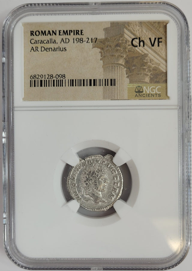 CARACALLA(AR)NGC(CH-VF) Roman Silver Denarius of Caracalla (AD 198-217) NGC(CH-VF)