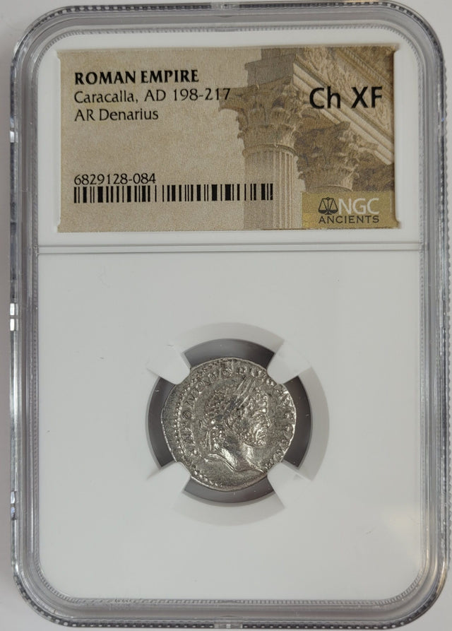 CARACALLA(AR)NGC(CH-XF) Roman Silver Denarius of Caracalla (AD 198-217) NGC(CH-XF)