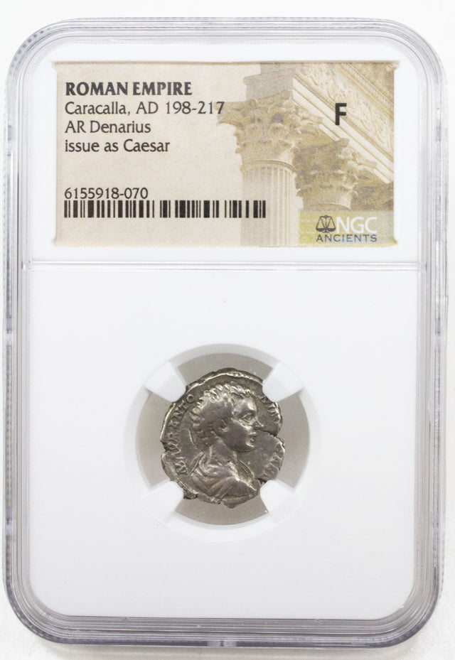 CARACALLA(AR)NGC(F) Roman Silver Denarius of Caracalla (AD 198-217) NGC(F)