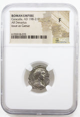 CARACALLA(AR)NGC(F) Roman Silver Denarius of Caracalla (AD 198-217) NGC(F)