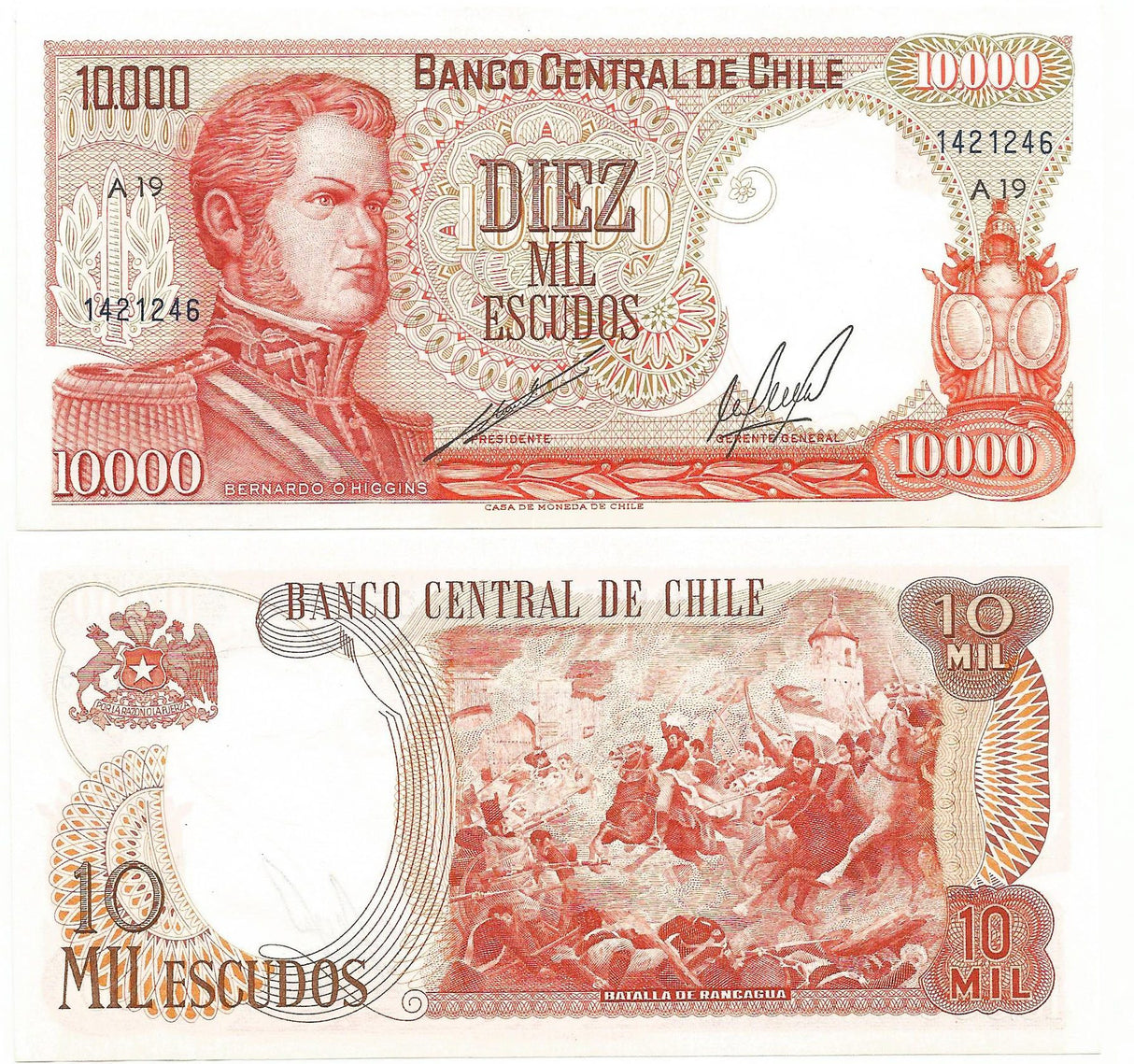 Chile P148(U) 10,000 Escudos