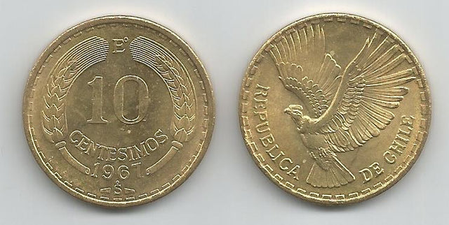 Chile KM191(U) 10 Centesimos (Condor)