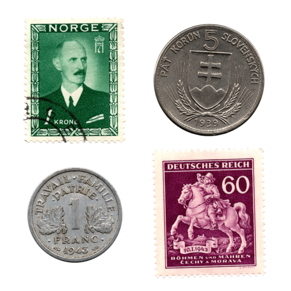 COLLABORATORS4CNBOX Collaborators: A Four-Piece Box Set of Coins and Stamps from Regimes that Helped Hitler