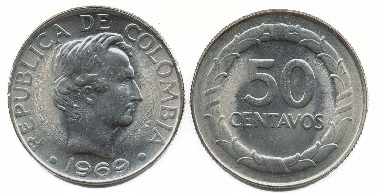 Colombia KM228(U) 50 Centavos