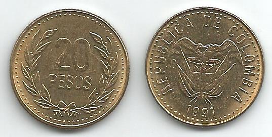 Colombia KM282.1(U) 20 Pesos