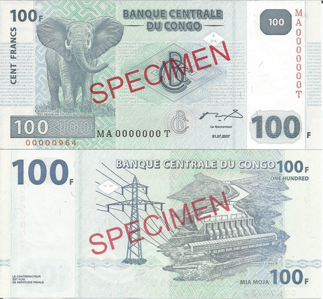 Congo D.R. PDR98As(U) 100 Francs (specimen)