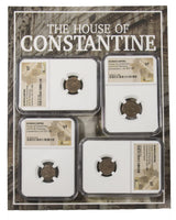 CONSTDYN4SLAB-BOX House of Constantine: A Boxed Collection of Four NGC-Certified Roman Bronze Coins (Constantine the Great and His Three Sons)