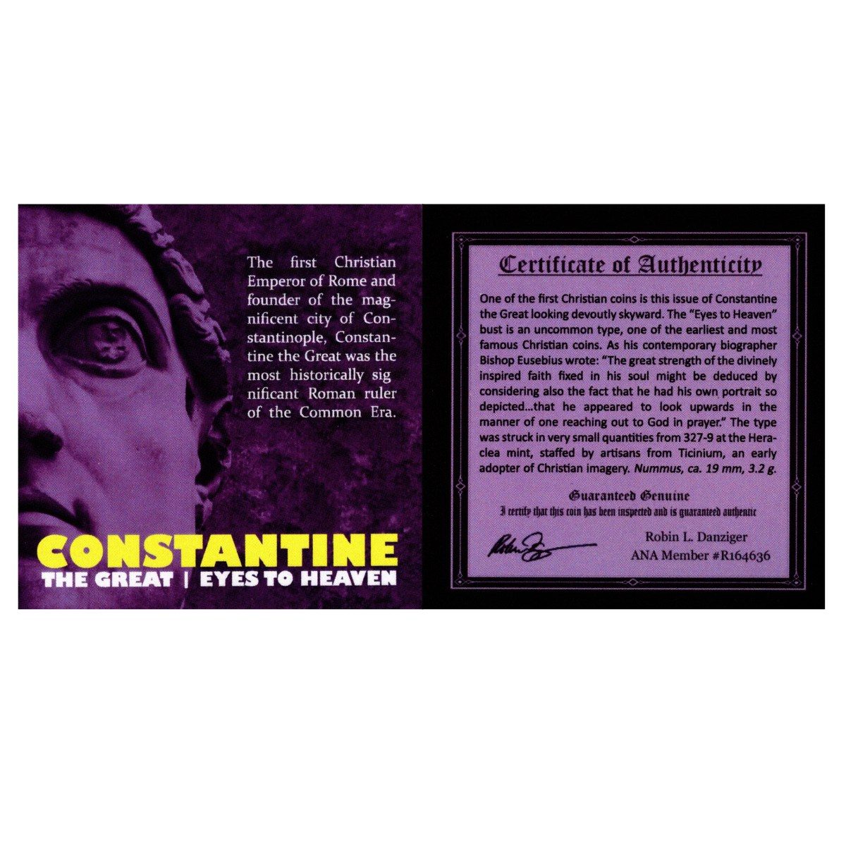 CONSTEYESHEAVENBOX Constantine the Great: "Eyes to Heaven" Coin (One-Coin Box)